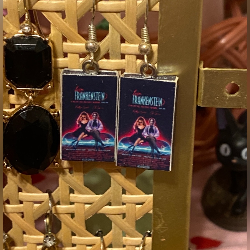 Lisa Frankenstein movie earrings mini vhs deco